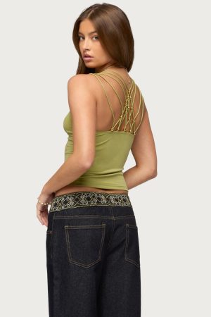 Vinney Strappy Bead V Neck Top