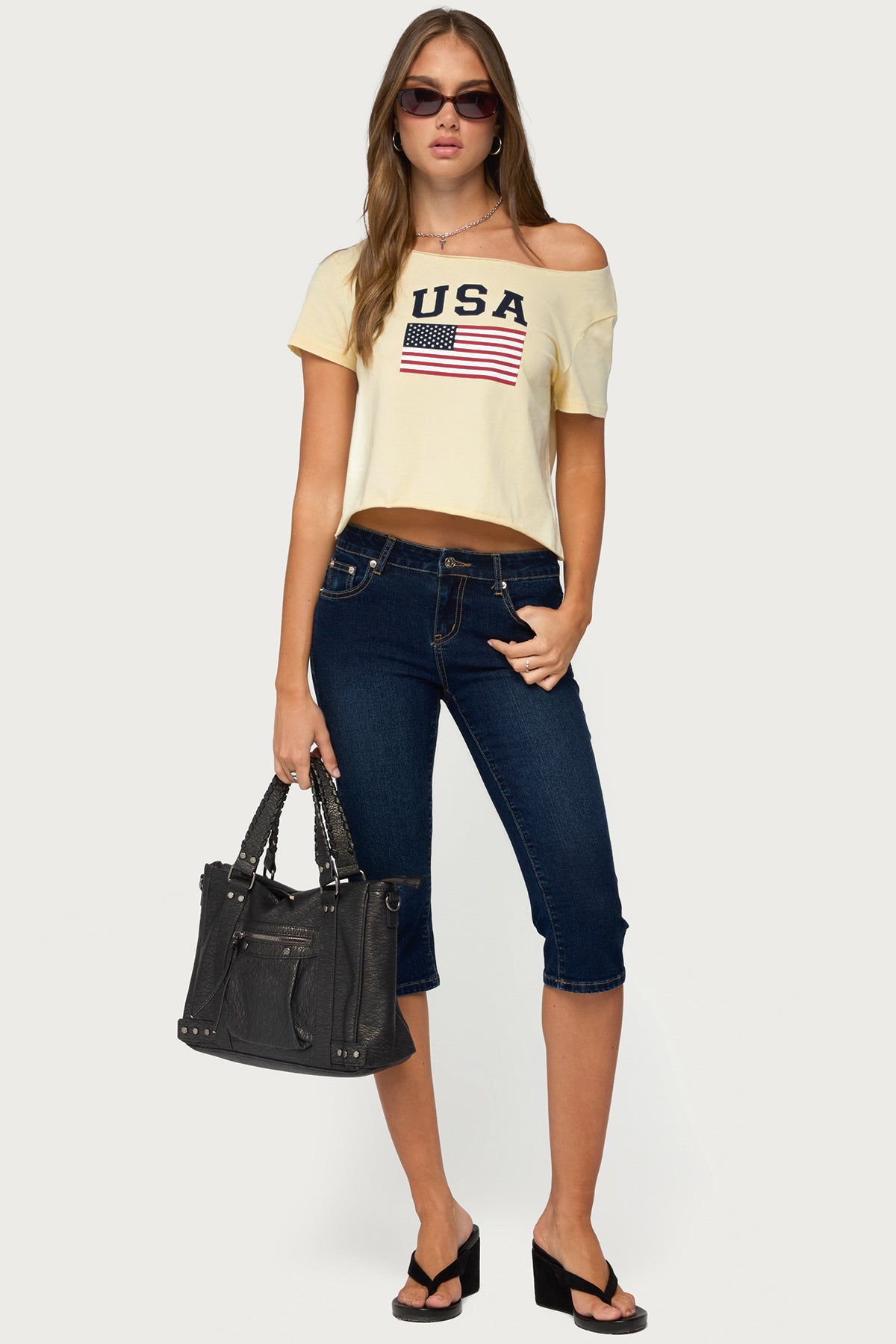 USA Babe Off Shoulder T Shirt - Image 2