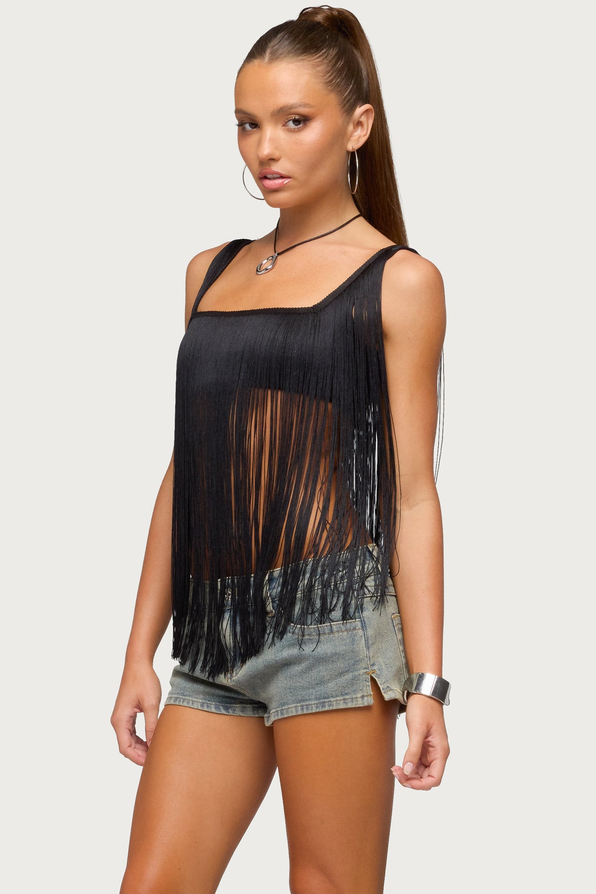Eranthe Fringed Crop Top - Image 3