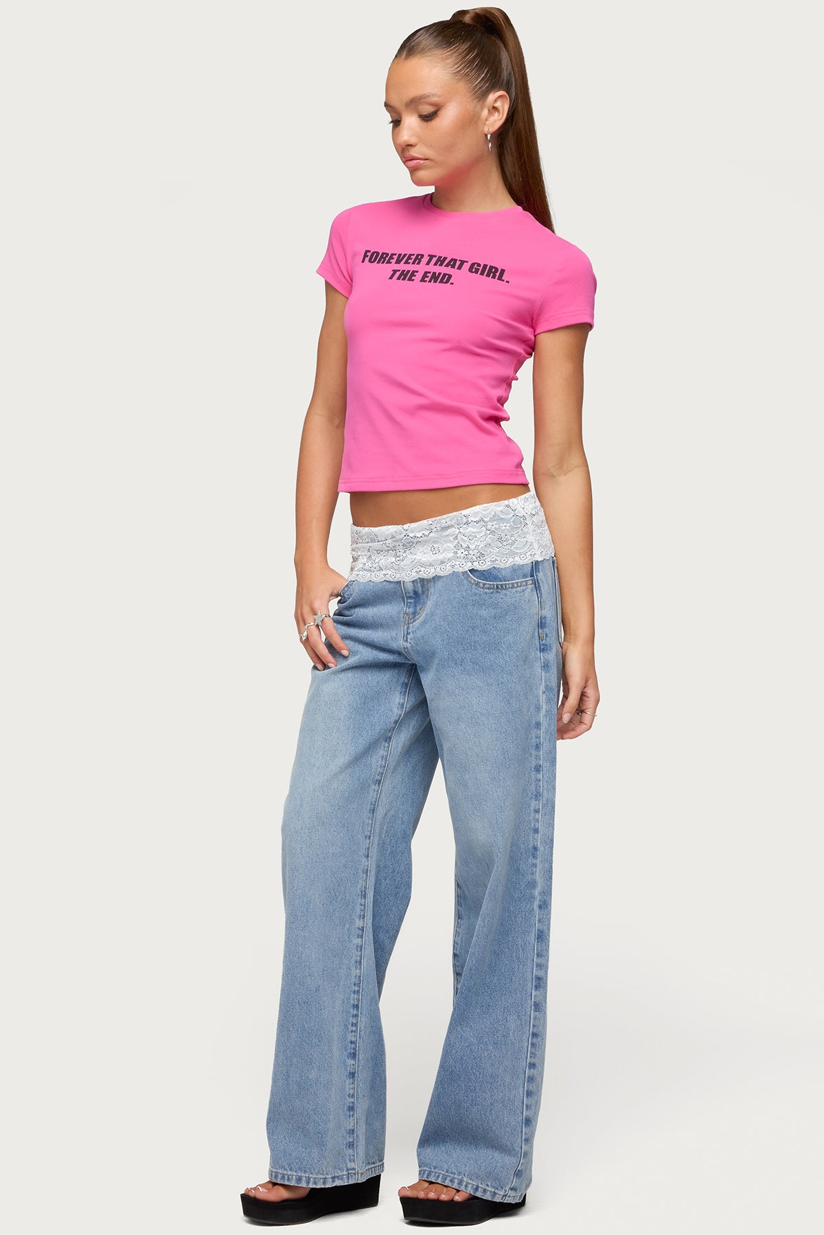 Lacey Foldover Low Rise Baggy Jeans - Image 4
