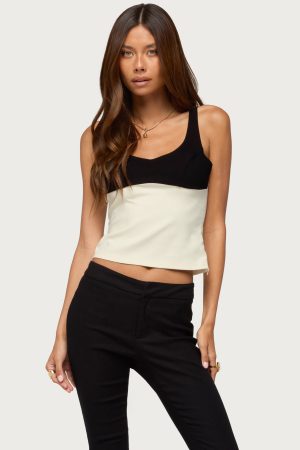 Clarinda Contrast Woven Tank Top