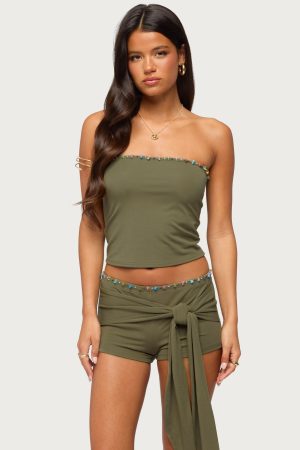 Monroah Bead Strapless Top
