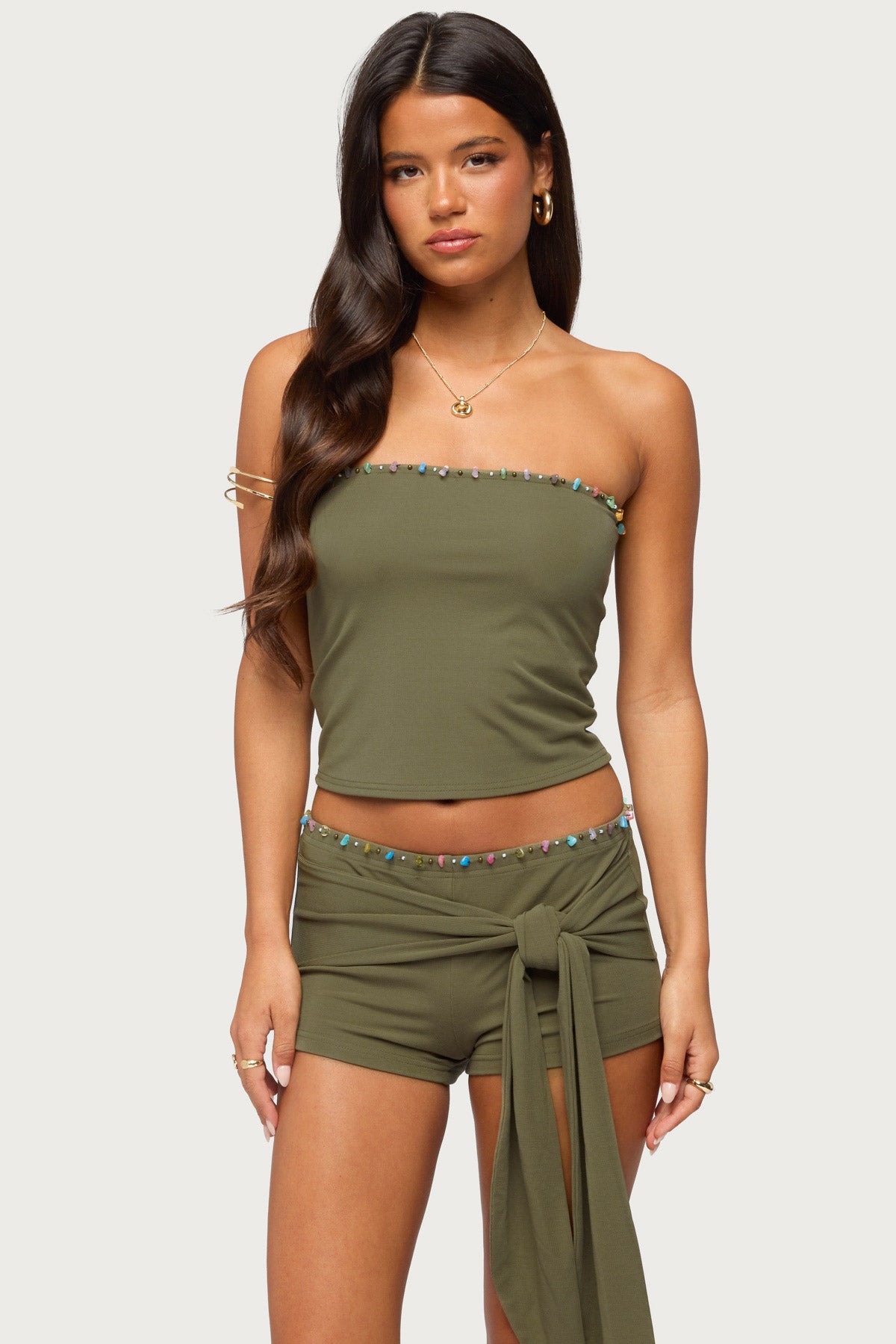 Monroah Bead Strapless Top