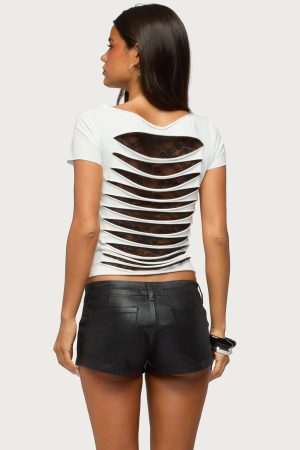 Rea Shredded Cutout Lacey Top