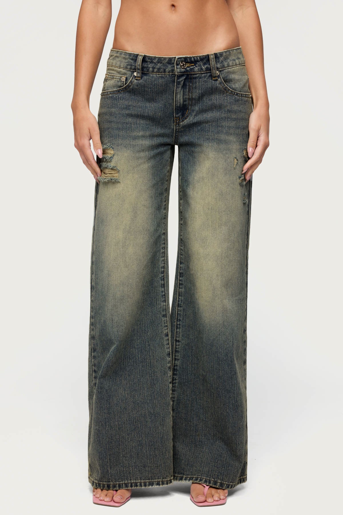 Noor Distressed Low Rise Baggy Jeans - Image 2