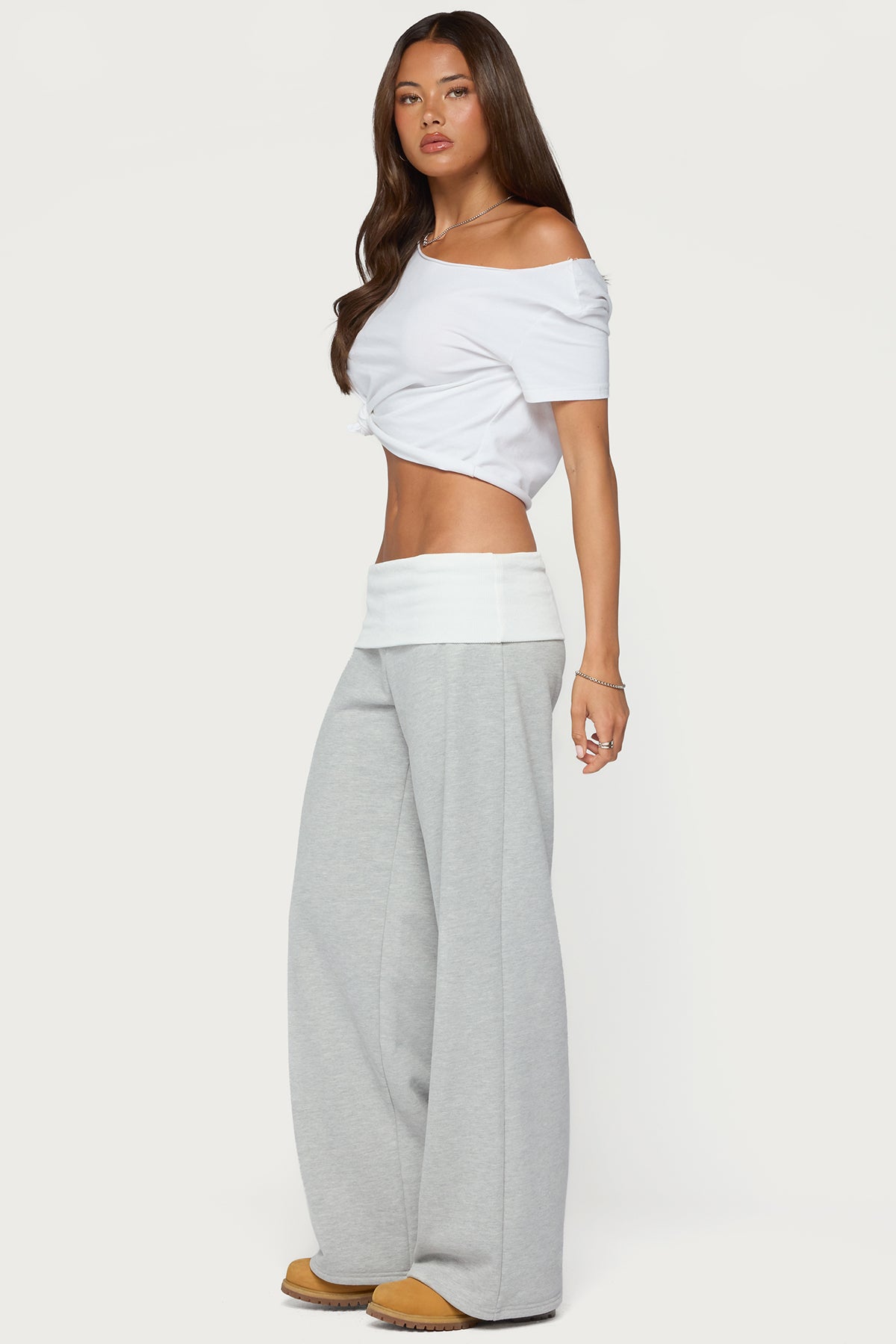 Idha Contrast Foldover Baggy Sweatpants - Image 3