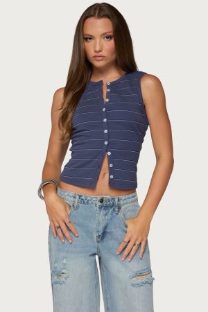 Brynne Striped Button Up Top