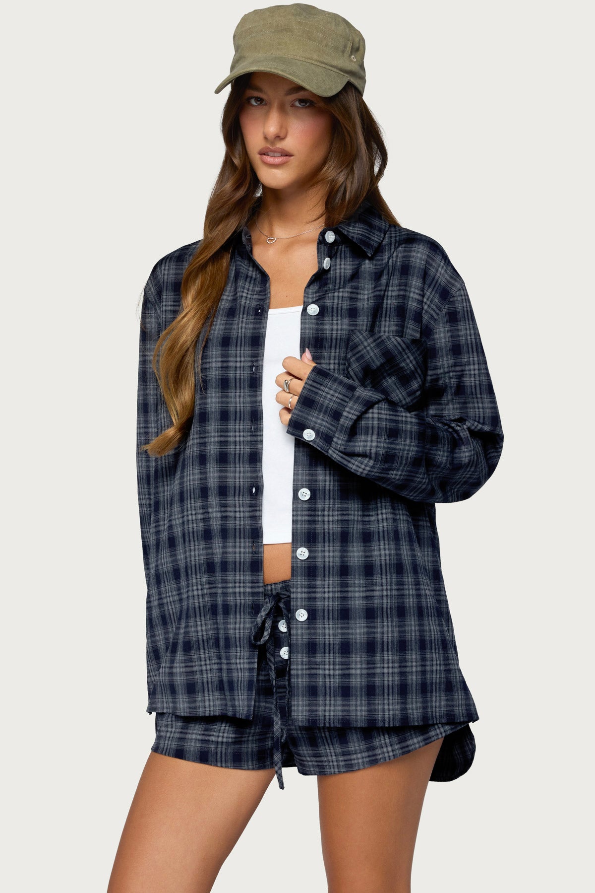 Alessa Plaid Button Up Long Sleeve Top - Image 3