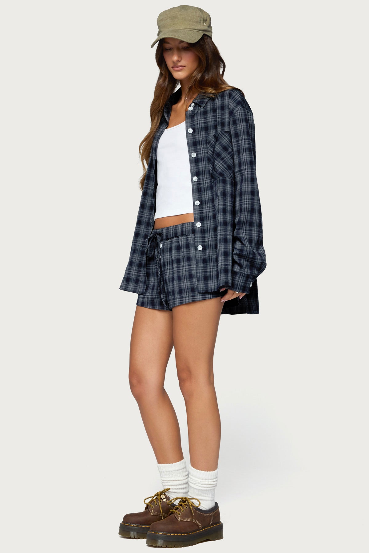 Alessa Plaid Button Up Long Sleeve Top - Image 4