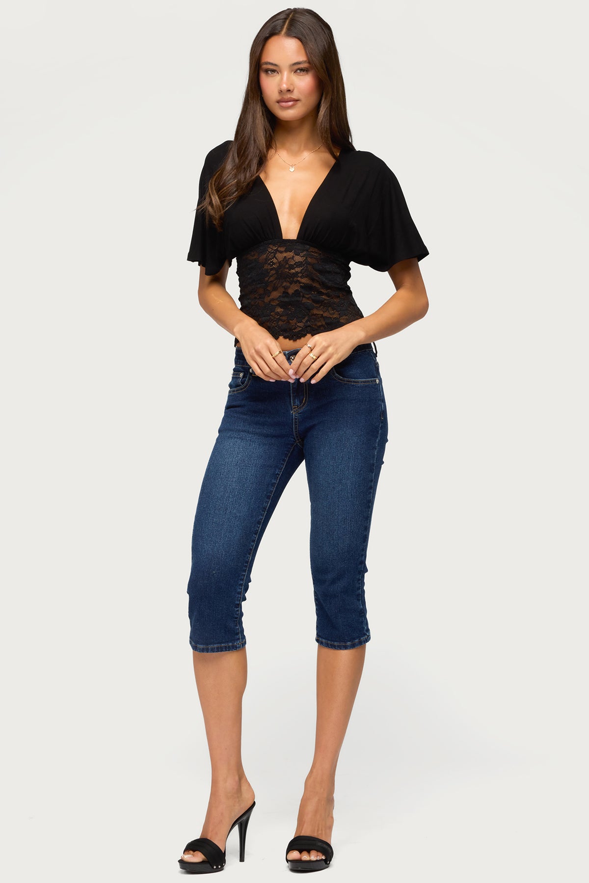 Jaeda Lacey Flutter Plunging Top - Image 5
