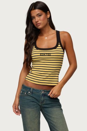 Edikted Energy Striped Ribbed Tank Top